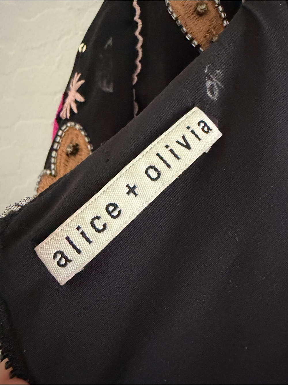 Alice + Olivia Eleonora Black Sequins Beaded Floral Mini Dress - Picture 12 of 16